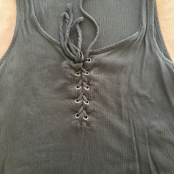 3 for $30 - EUC Black forever 21 crepe lace up tank top - Picture 5 of 5
